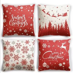 Christmas Pillow Covers 18×18 Set of 4 Red Farmhouse for Sofa